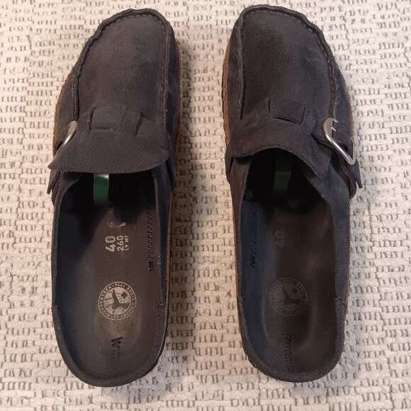 Birkenstock 'Buckley' women's blue suede leather mules sz 40 EU / 9 - 9.5 US - Picture 3 of 14